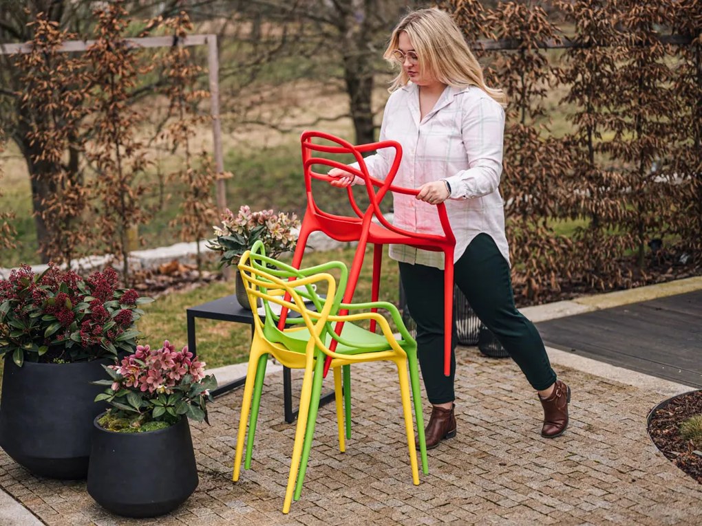 Zestaw 4 szt. plastikowych krzeseł KATO, żółty