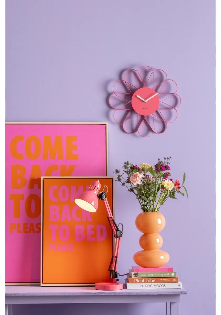 Karlsson 5975BP designerski zegar ścienny różowy, średnica 40 cm