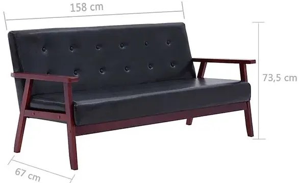 3-osobowa czarna sofa retro - Garner 3X