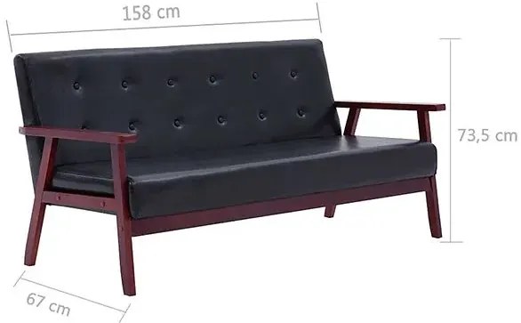 3-osobowa czarna sofa retro - Vita 3X