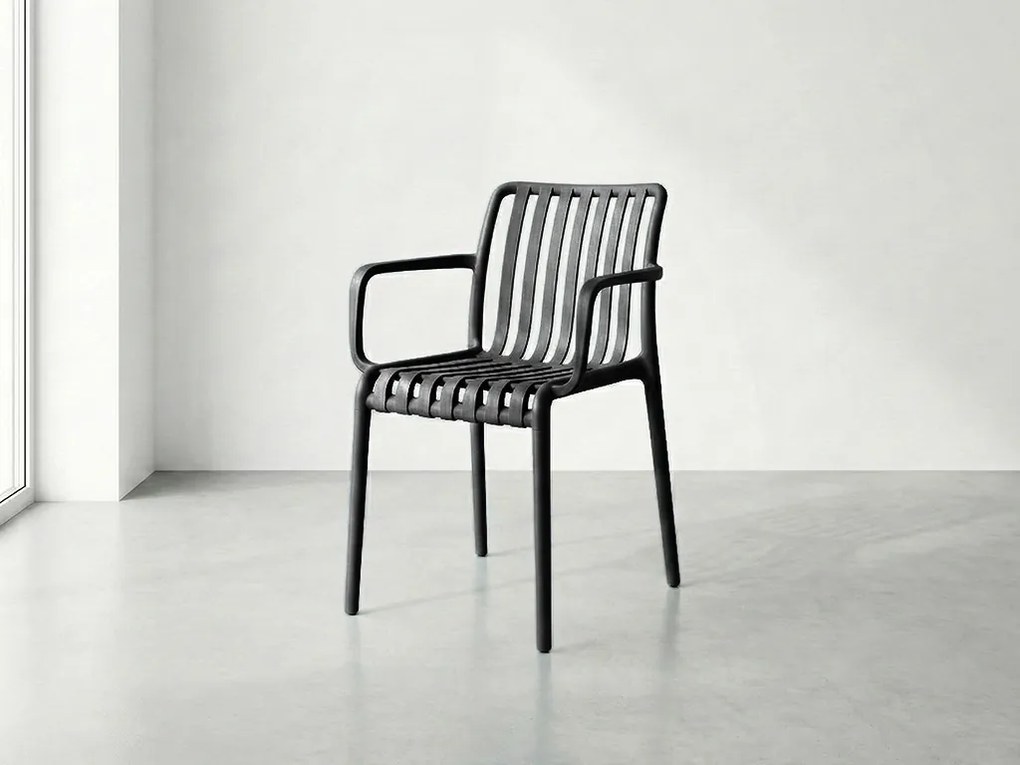 Plastikowe krzesło TREGO z podłokietnikami, antracytowe