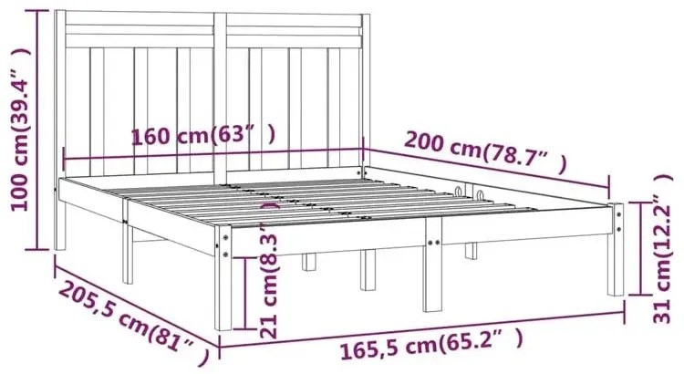 Dwuosobowe białe drewniane łóżko 160x200 F8-L91