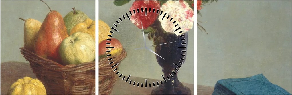 Obraz - Henri Fantin-Latour, Still Life, reprodukcje (z zegarem) (90x30 cm)