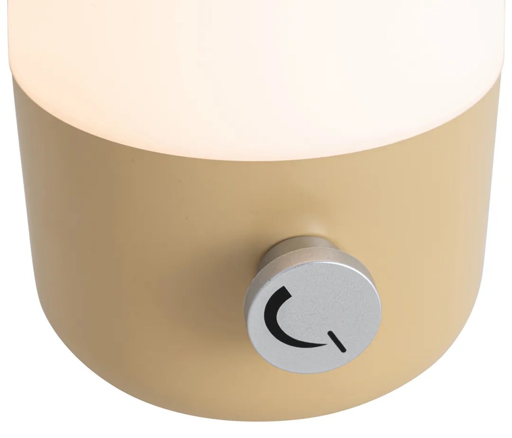Zewnetrzna Lampa stołowa zewnętrzna złota z białą, zakumulatorem LED IP44 - Haard Nowoczesny Oswietlenie zewnetrzne