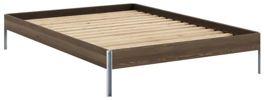 Brązowe łóżko dwuosobowe z litego drewna sosnowego ze stelażem 140x200 cm Core – Karup Design