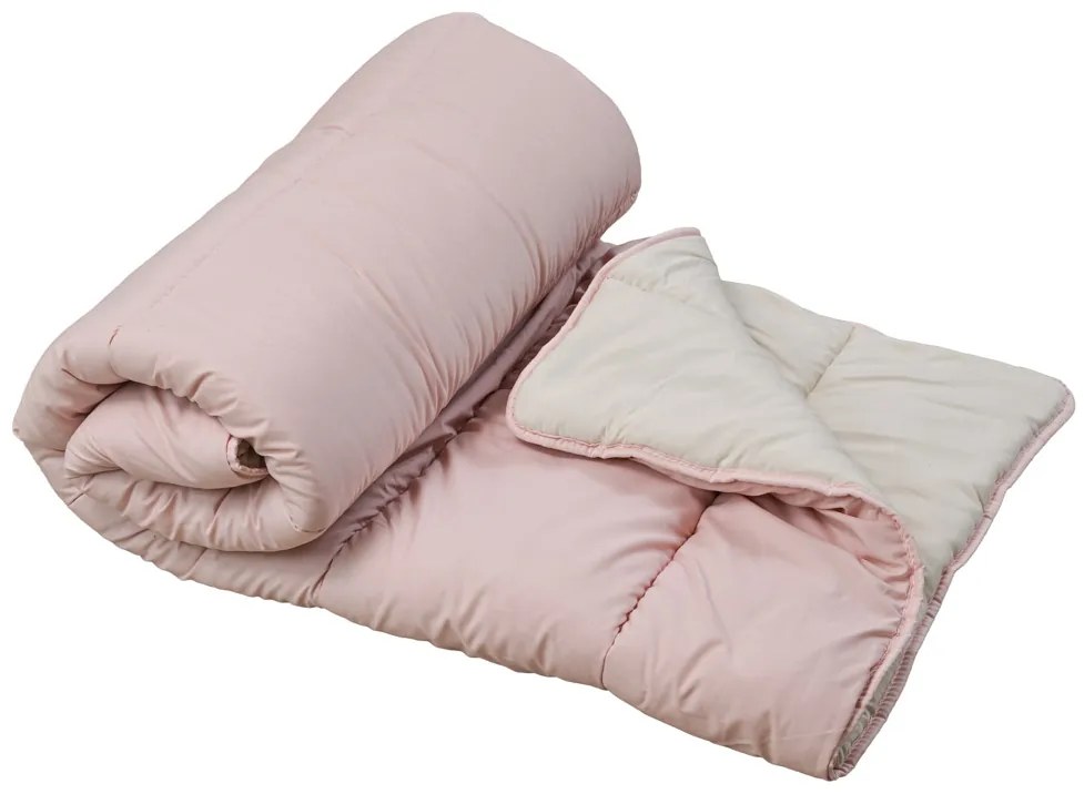 Całoroczna pikowana kołdra 140x200 cm z włókna pustego, różowa