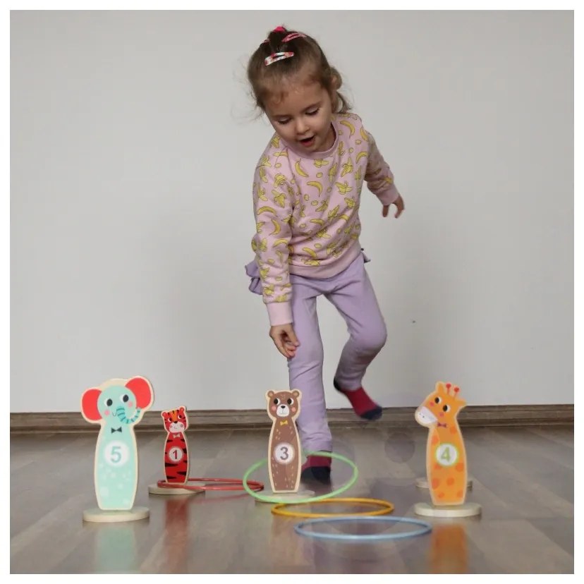 Tooky toy drewniana gra zręcznościowa rzut do celu zwierzątka 15 el.