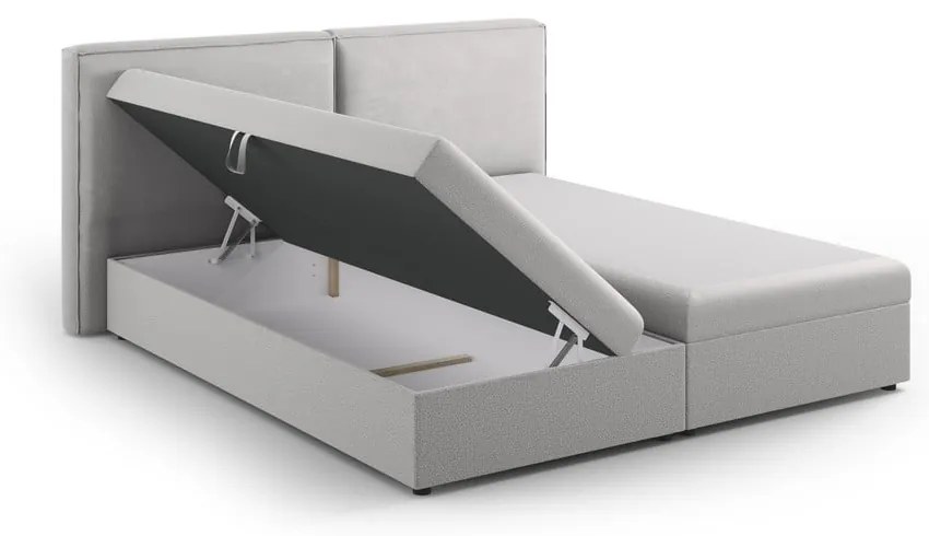 Jasnoszare łóżko boxspring ze schowkiem 180x200 cm Arendal – Cosmopolitan Design