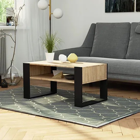 Stolik Kawowy W Minimalistycznym Stylu Dąb Sonoma+Czarny R0-G33