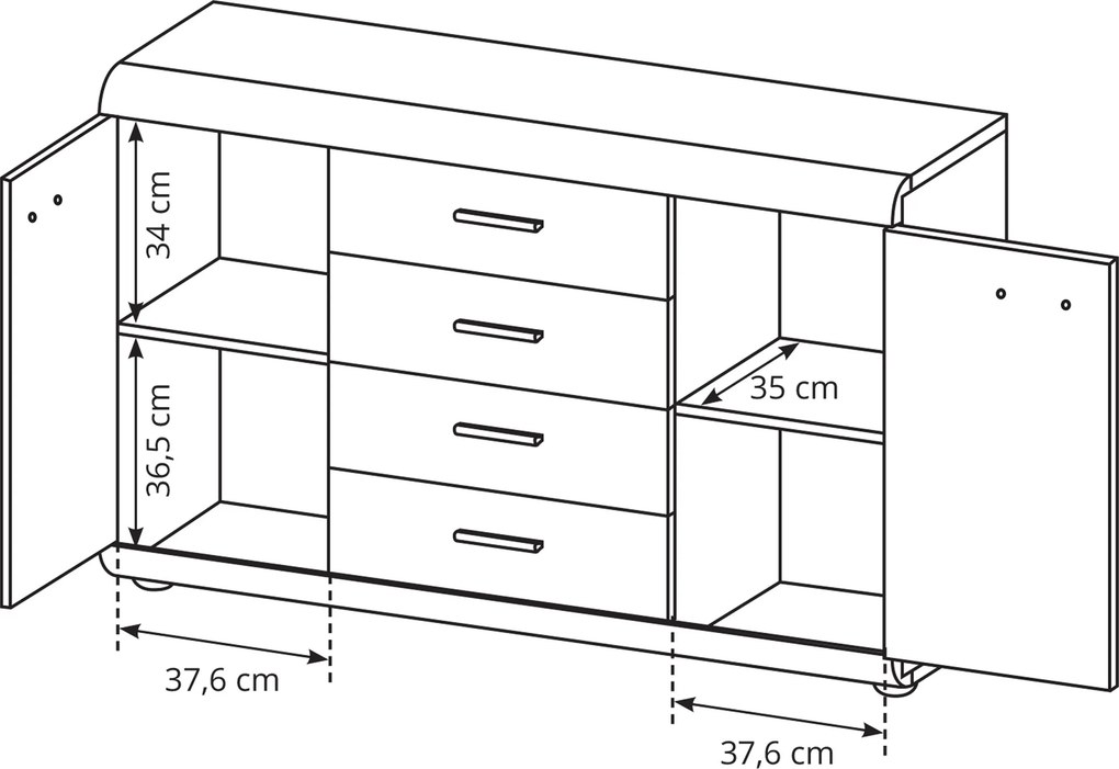 Komoda LEGAME 140 cm do Salonu Sypialni Dąb sonoma