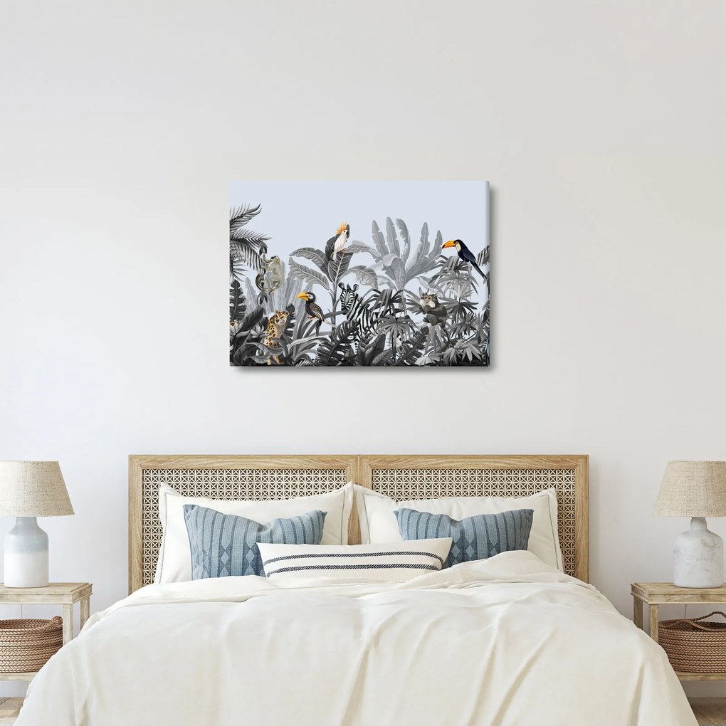 Obraz - Ilustrowana dżungla (70x50 cm)