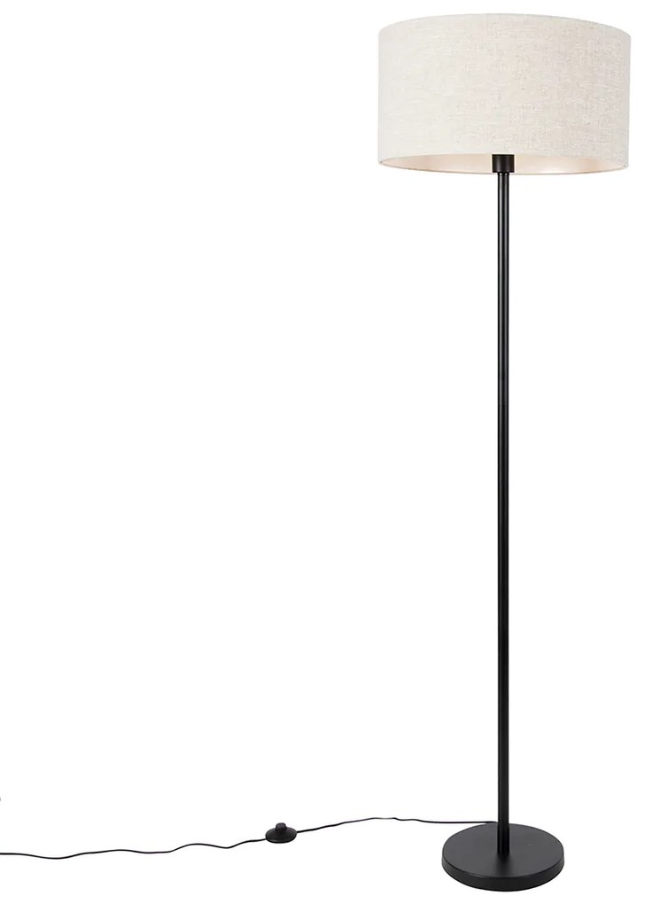 Lampa stojąca czarna z abażurem w kolorze jasnoszarym 50 cm - Simplo