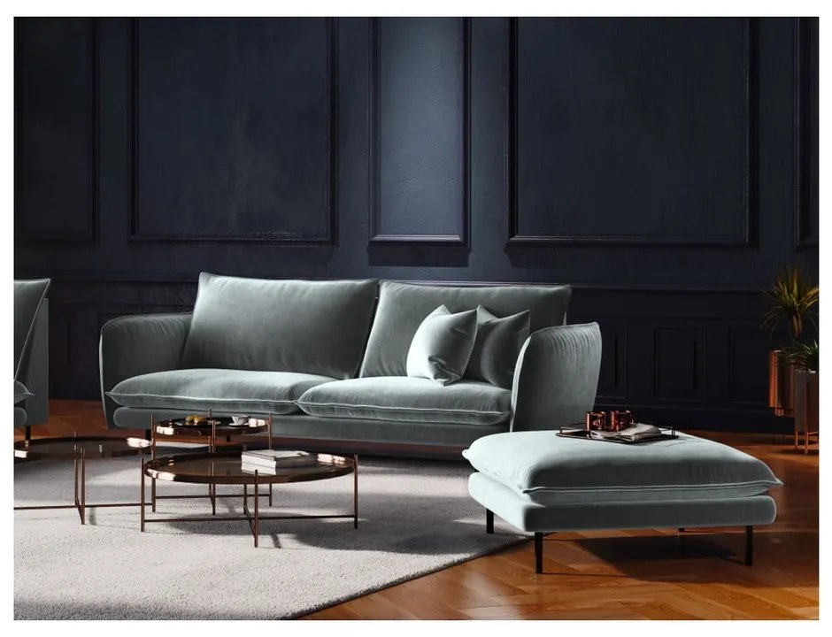 Jasnoszara aksamitna sofa Cosmopolitan Design Vienna, 230 cm