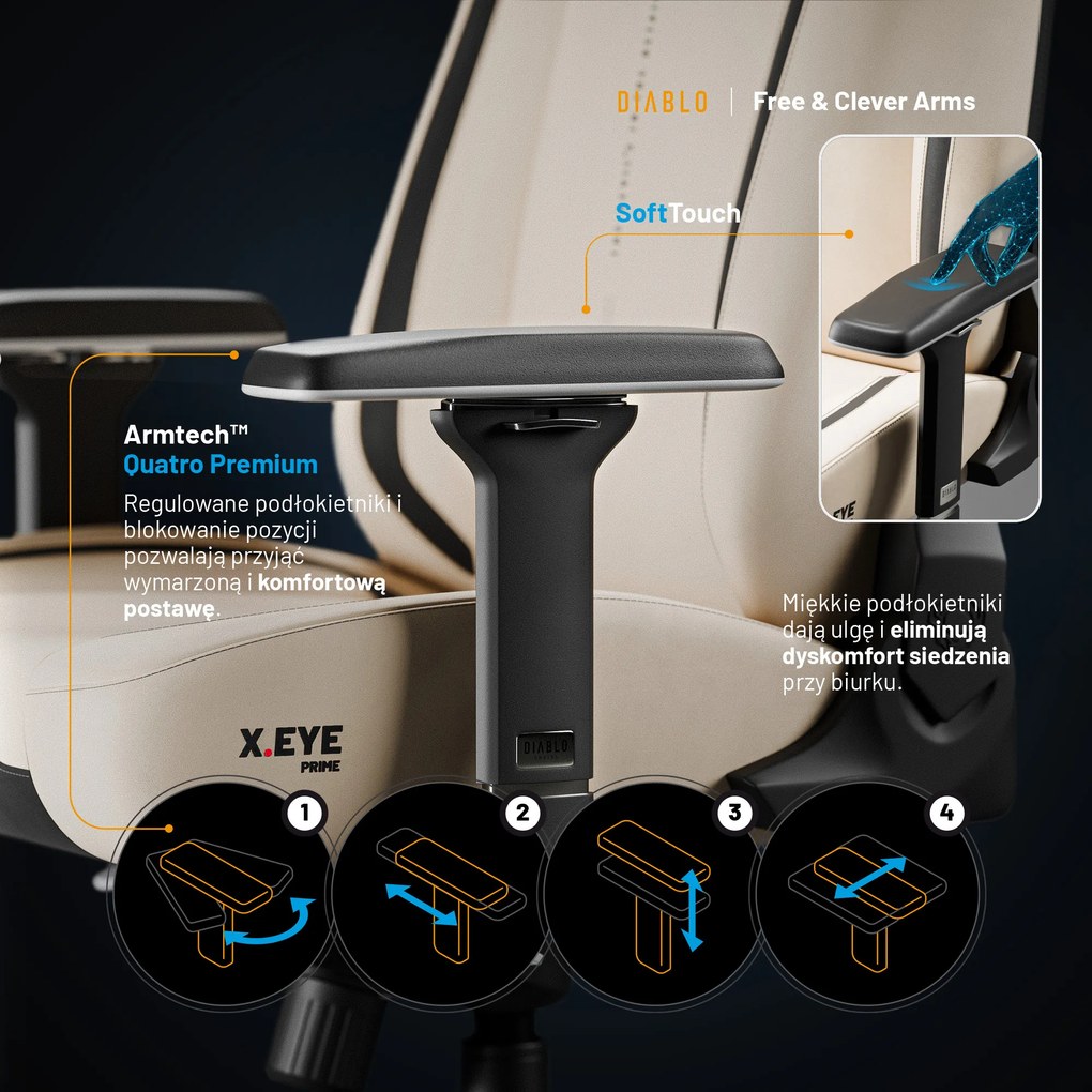 Fotel Gamingowy Diablo X.Eye Prime, Normal Size, Desert Storm