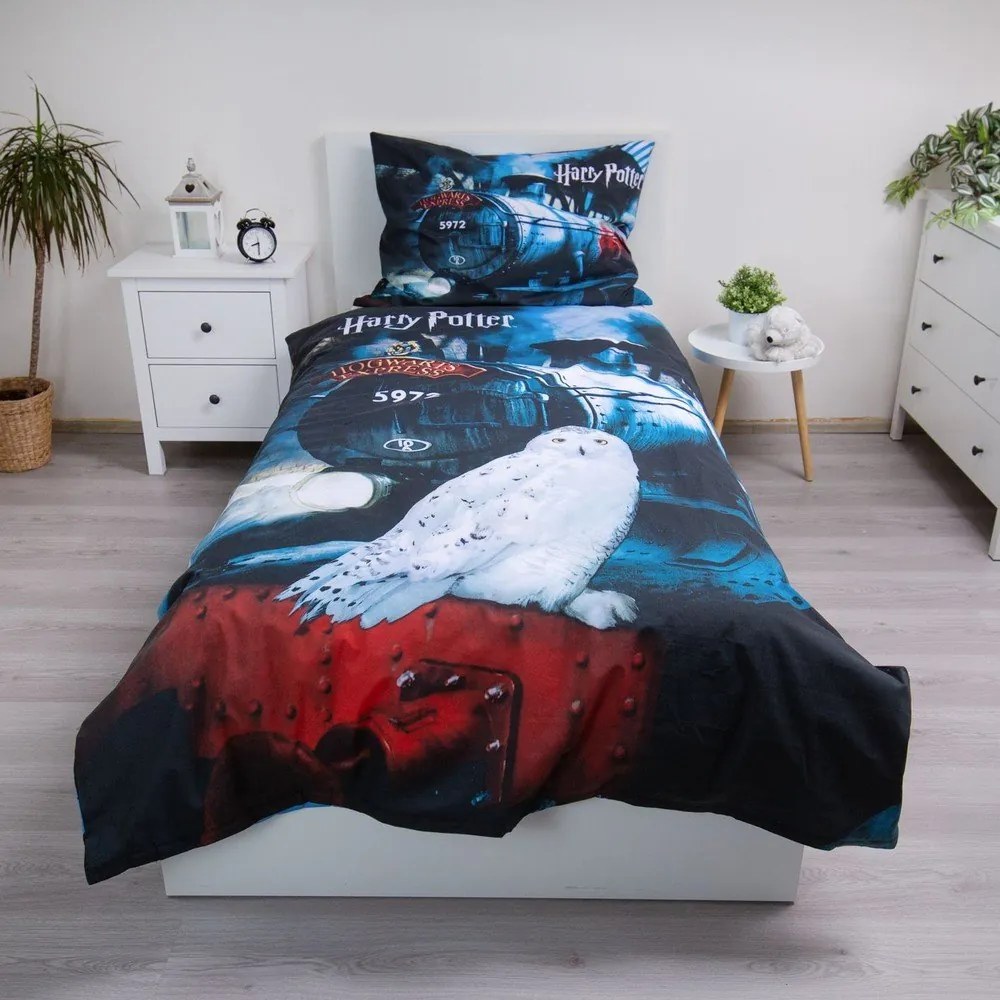 Bawełniana pościel dziecięca jednoosobowa 140x200 cm Harry Potter "Hogwarts Express" – Jerry Fabrics