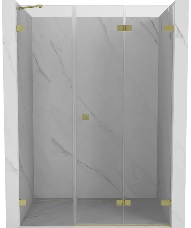 Mexen Lunar-F drzwi prysznicowe składane prawe 135 cm, transparent, złote szczotkowane - 836S-135-050-55-00-P