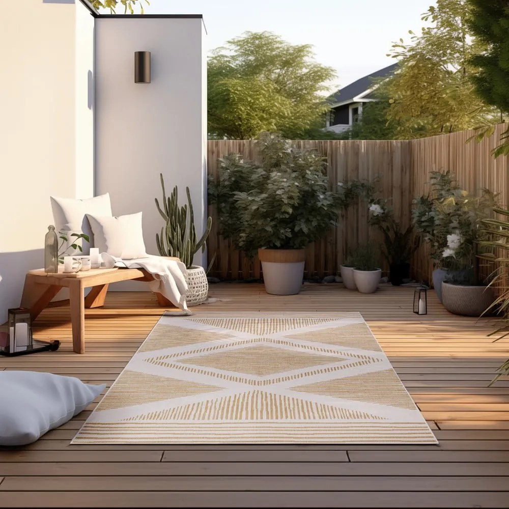 Żółto-kremowy dywan odpowiedni na zewnątrz 200x290 cm Gemini – Elle Decoration