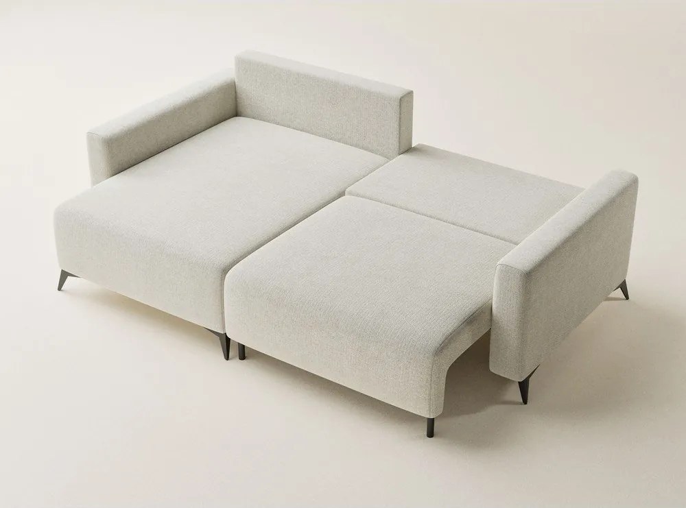 Kremowy rozkładany/ze schowkiem narożnik z tkaniny szenilowej (lewostronny/z szezlongiem) Leon – Maison de Rêve