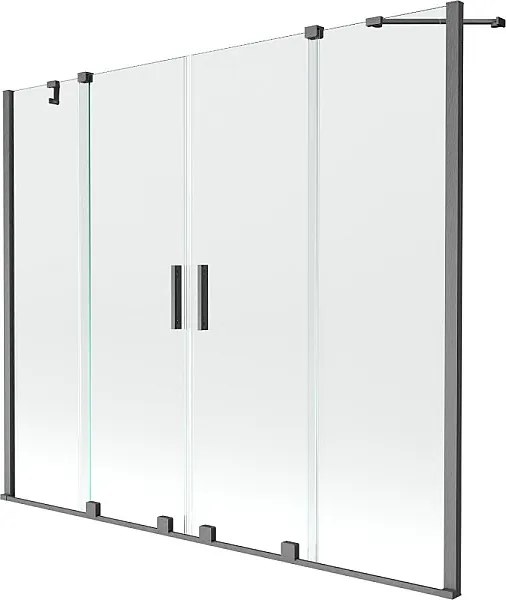 Mexen Velar Duo parawan nawannowy 2-skrzydłowy rozsuwany 190 x 150 cm, transparent, gun gray szczotkowany - 896-190-000-02-66