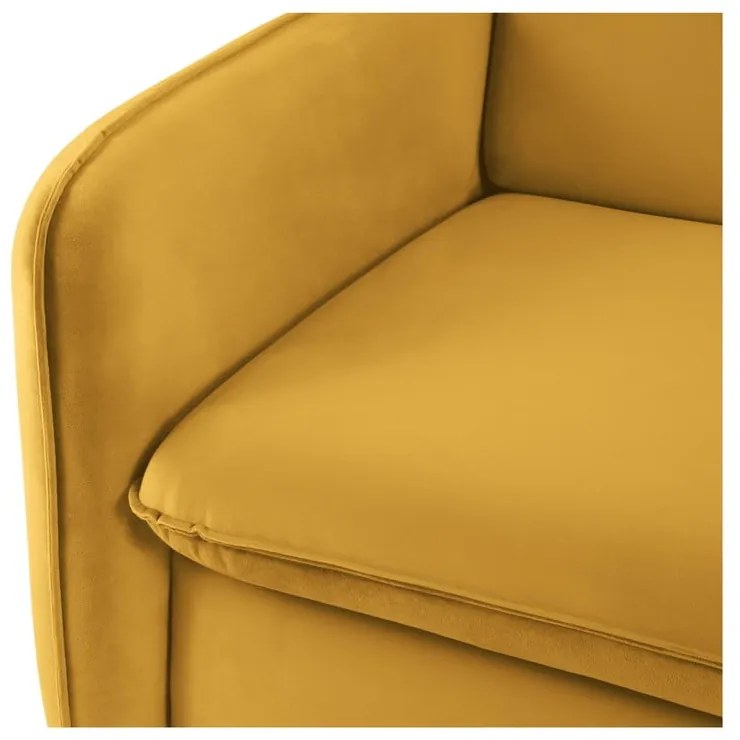 Musztardowa aksamitna rozkładana sofa 214 cm Vienna – Cosmopolitan Design