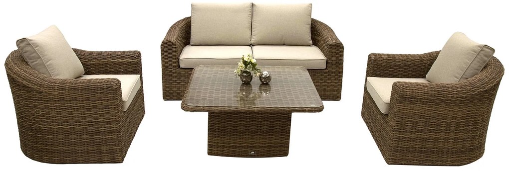 Rattanowy zestaw modułowy BORNEO LUXURY dla 4 osób (brązowy)