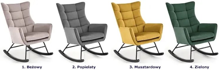 Musztardowy welwetowy fotel bujany N3-R07