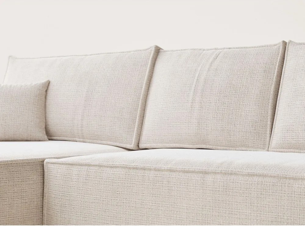 Kremowy rozkładany/ze schowkiem narożnik z tkaniny szenilowej (lewostronny/z szezlongiem) Maze – Maison de Rêve