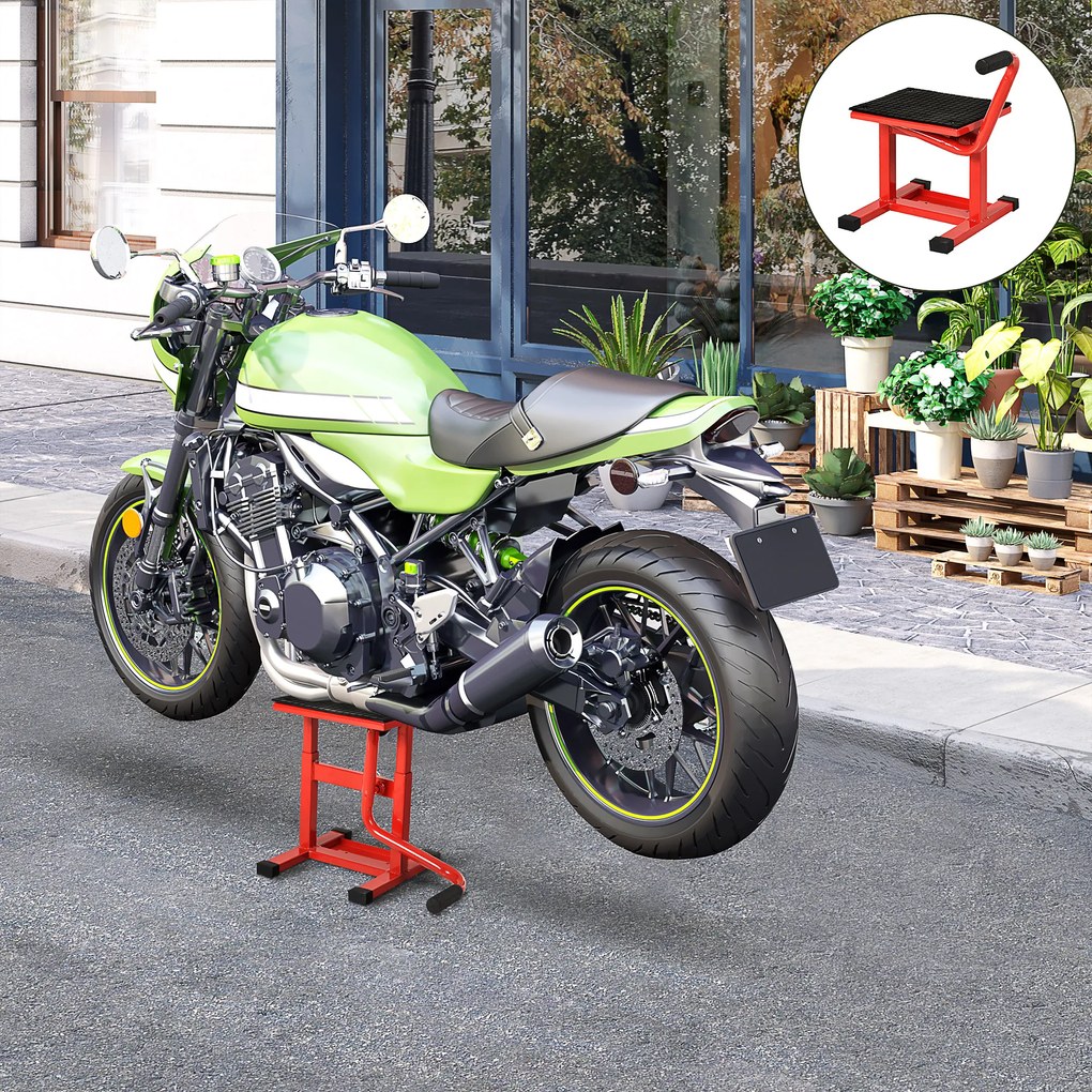 DURHAND Podnośnik motocyklowy nośność 150 kg regulowana wysokość 27,5/39,5 cm do garażu i na zewnątrz