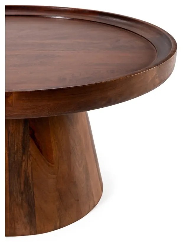 Ciemnobrązowy okrągły stolik z litego drewna mango ø 80 cm Rose – MOME