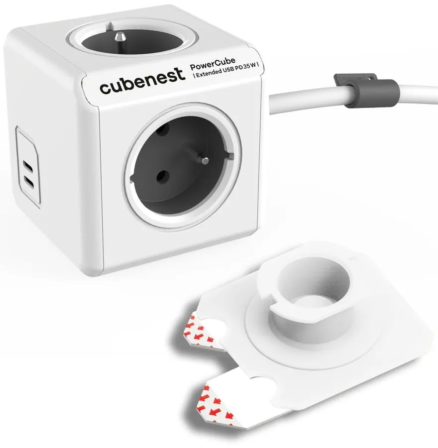 Rozgałęźnik do gniazdka 13 cm PowerCube Extended USB – Cubenest