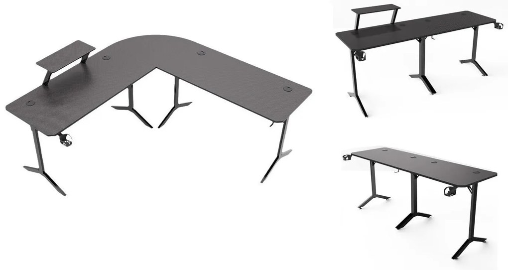 Biurko Gamingowe Komputerowe Narożne dla gracza Carbon