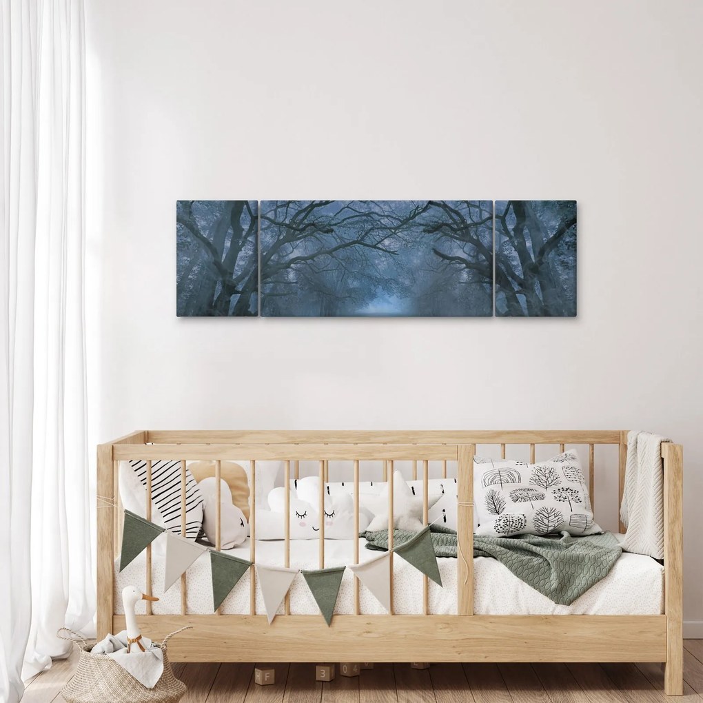 Obraz lasu we mgle (170x50 cm)