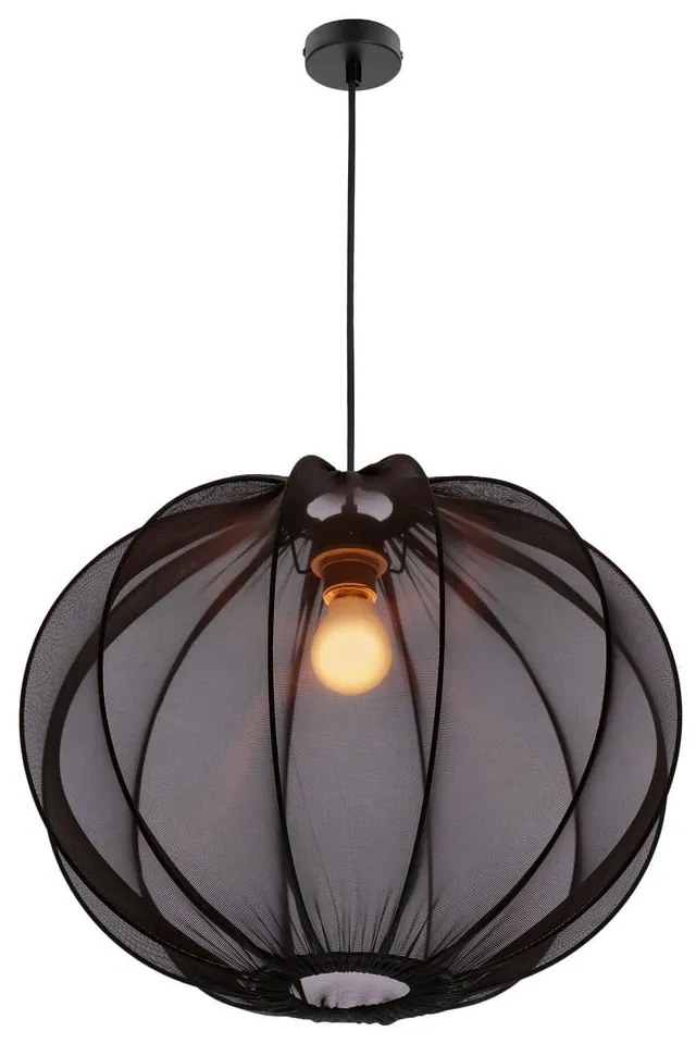 Czarna lampa wisząca z tekstylnym kloszem ø 52 cm Mellow – Candellux Lighting