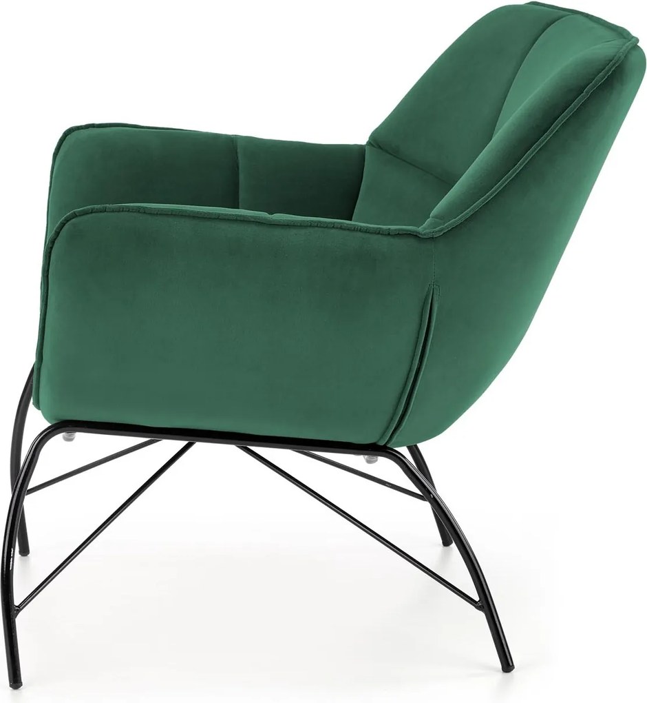 Pikowany fotel do salonu z tkaniny aksamitnej Belton