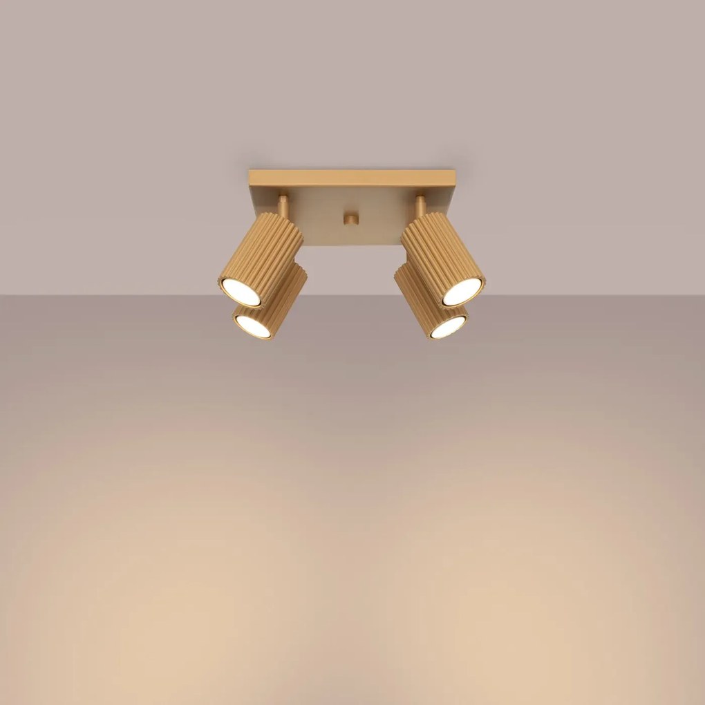 Plafon czteropunktowy KARBON 4 złoty kwadratowy SOLLUX  LIGHTING
