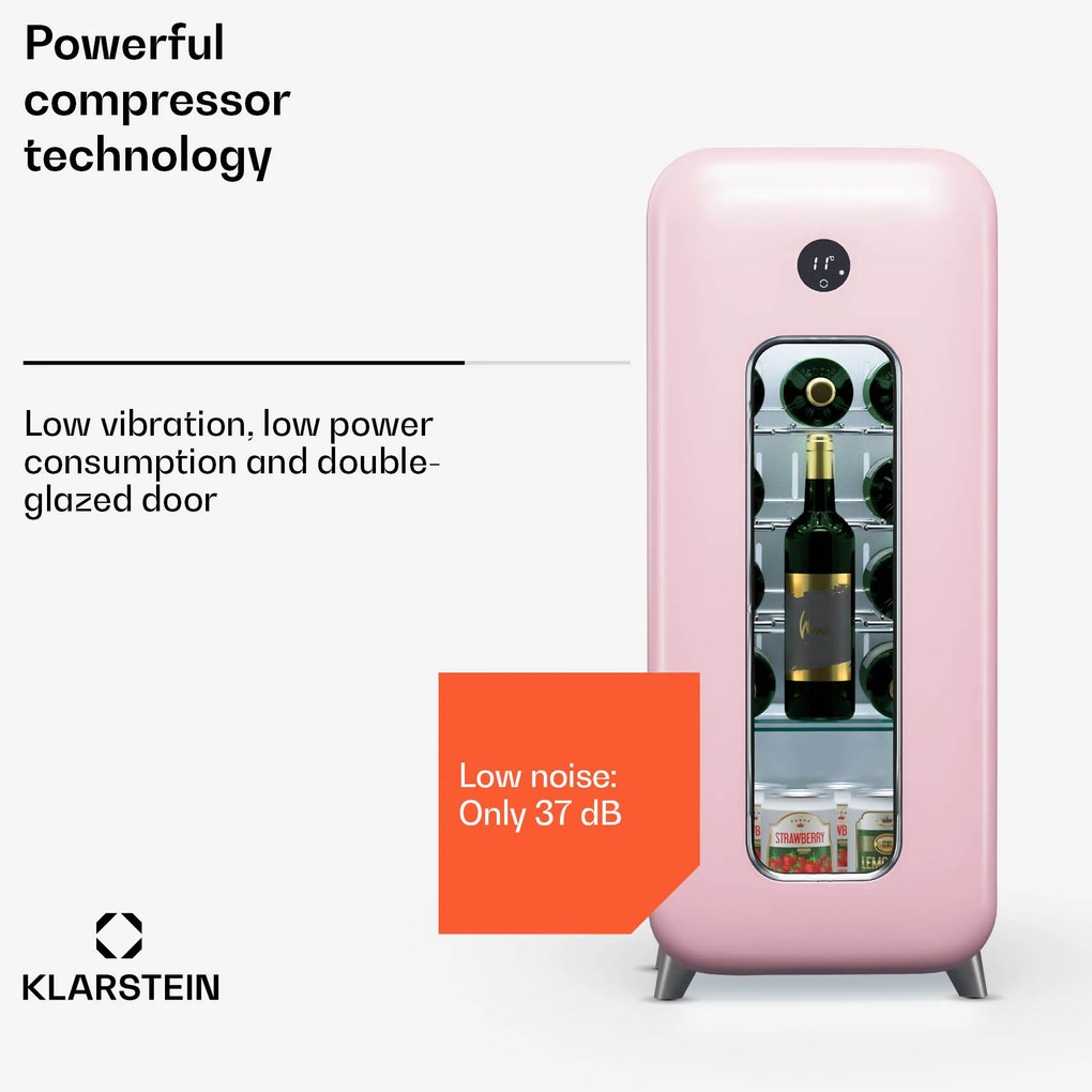 Klarstein Shirley 36cm 15 Butelek Winiarka Wolnostojąca Różowy