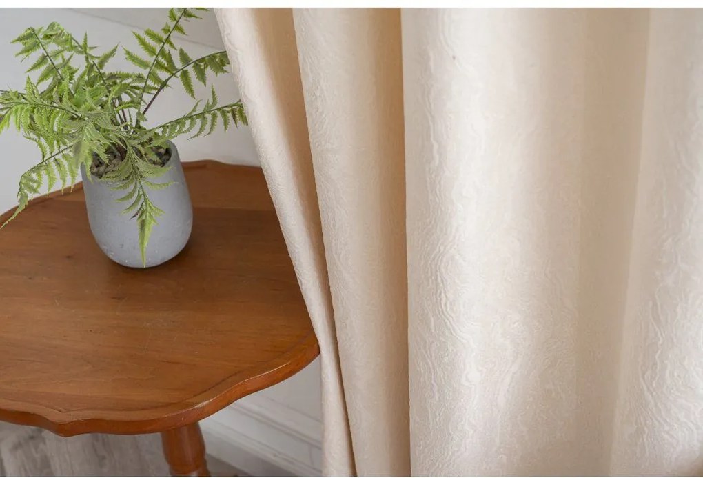 Zasłona zaciemniająca DUNES VELVET 140x250 cm, kremowa Zawieszanie: Metalowe pierścienie