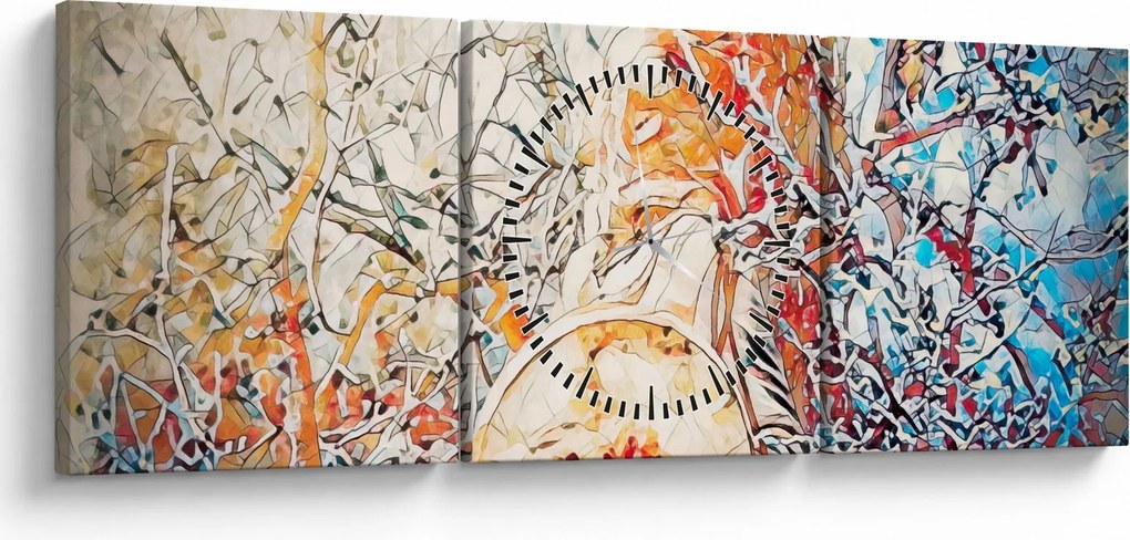 Obraz - Mozaikowa abstrakcja (z zegarem) (90x30 cm)