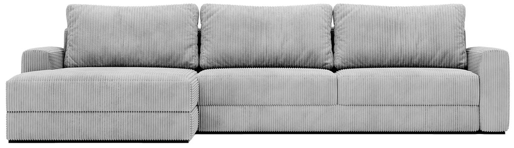 Sofa narożna, rozkładana NEVI szary sztruks 345/185/76