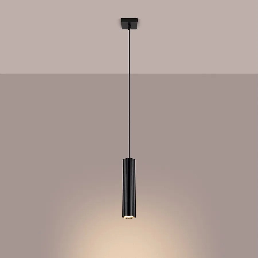 Lampa wisząca minimalistyczny Gloow, aluminium - 1 źródło światła 3000K - L.8 x H.118 cm - czarny
