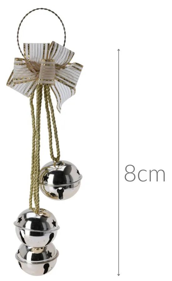 Dekoracja świąteczna na drzwi - kokarda na kole, 3 dzwoneczki