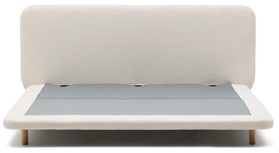 Beżowe tapicerowane łóżko dwuosobowe 180x200 cm Odum – Kave Home