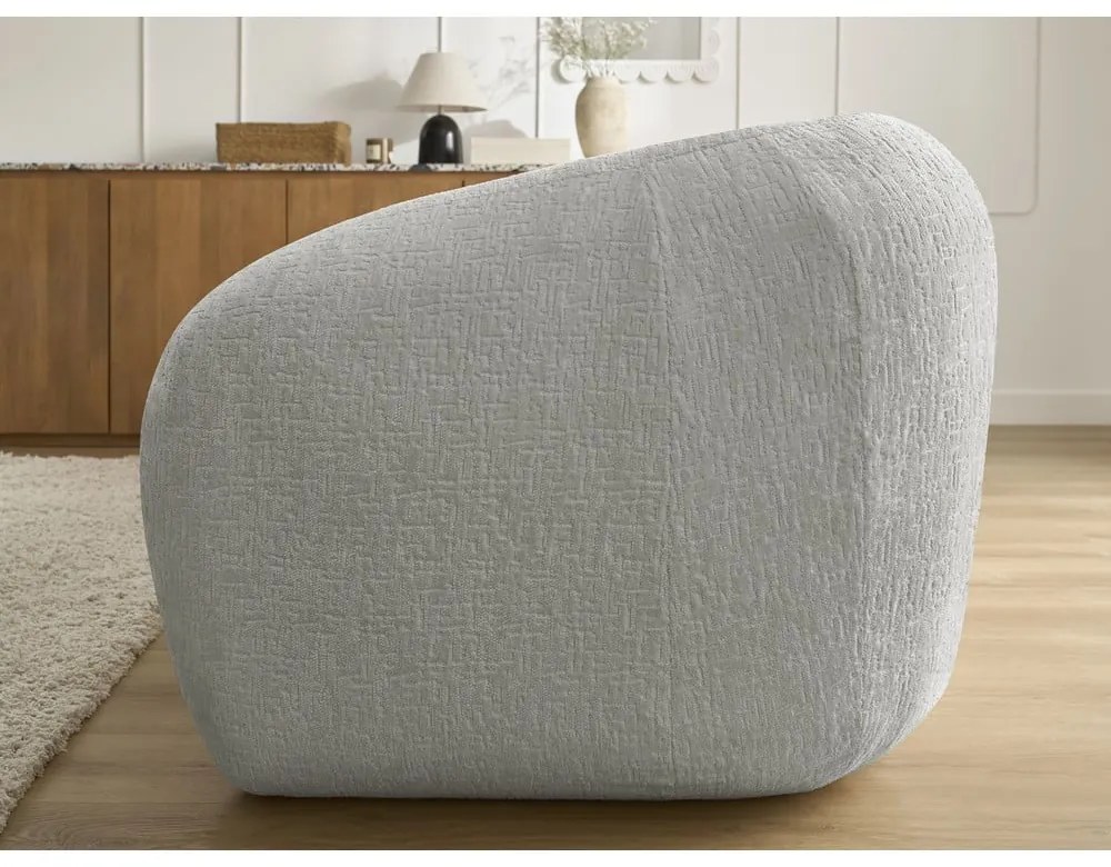Jasnoszara rozkładana sofa z tkaniny szenilowej 228 cm Neyo – Bobochic Paris