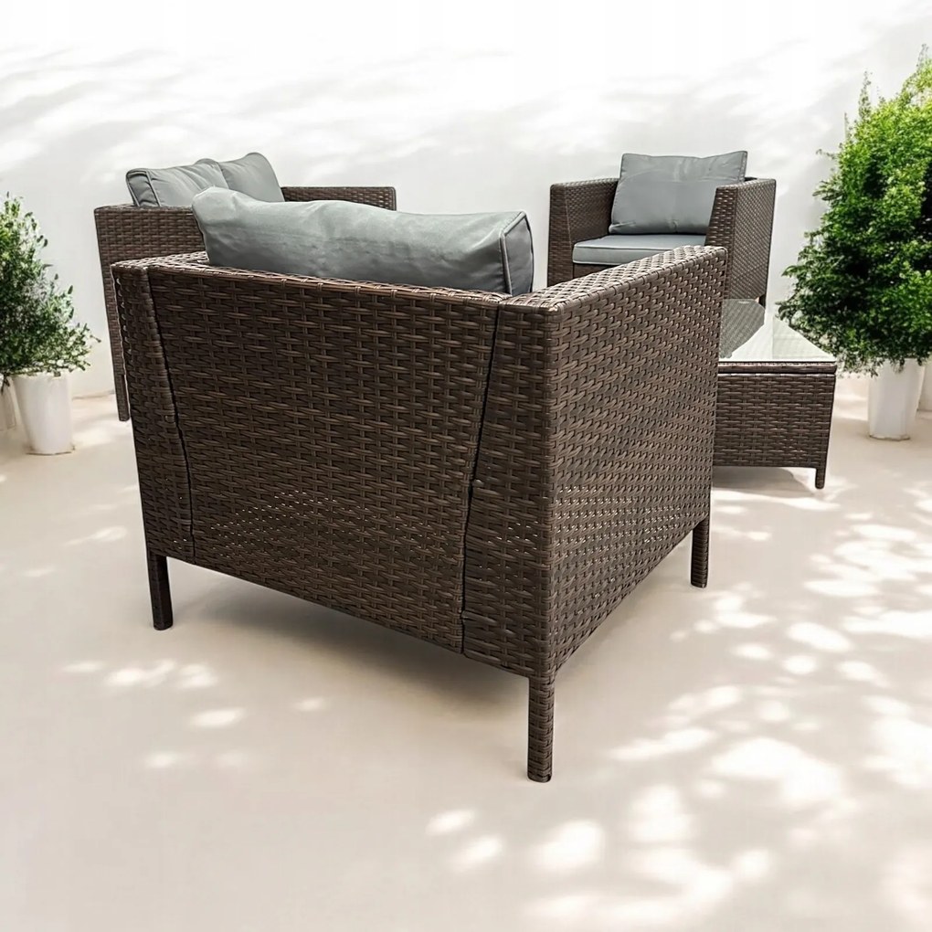 Zestaw mebli do ogrodu Breza, kolor brązowy, poduszki szare