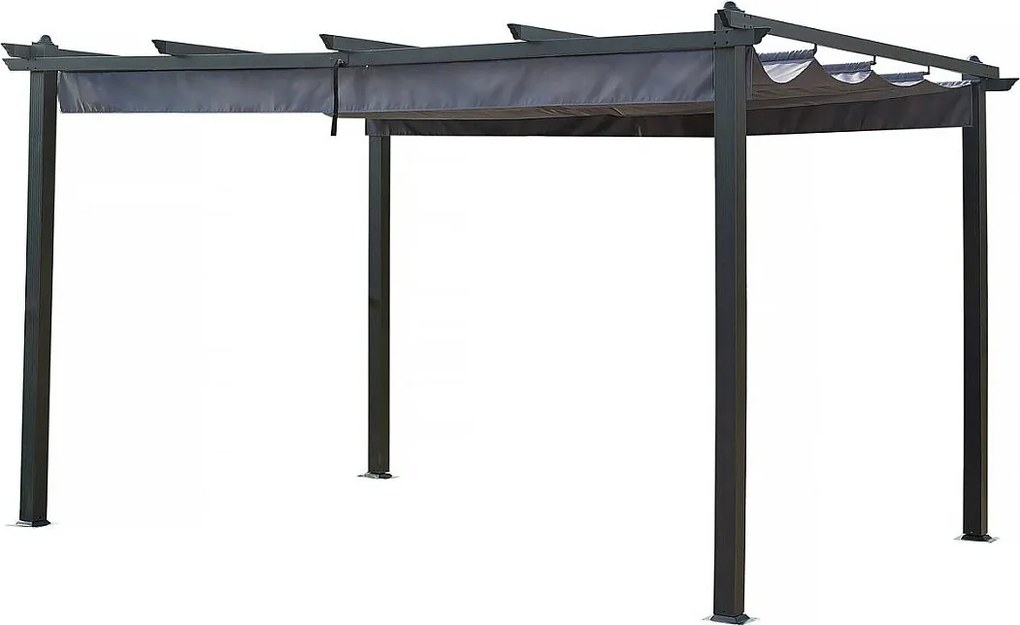 Aluminiowa pergola ze składanym dachem - 3 x 4 m - Antracytowy szary