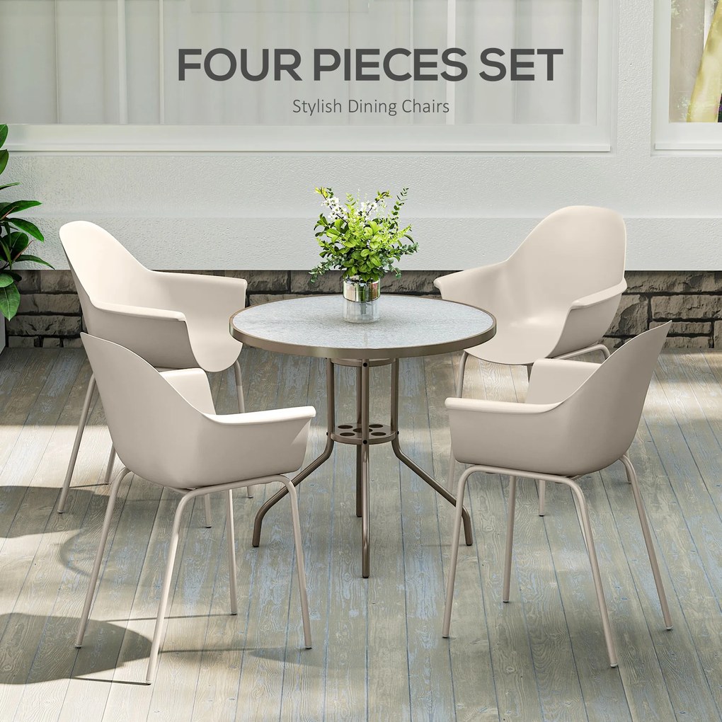 Outsunny Zestaw 4 krzeseł ogrodowych Składane Szare z oparciem Podłokietniki do 120 kg | Aosom PL