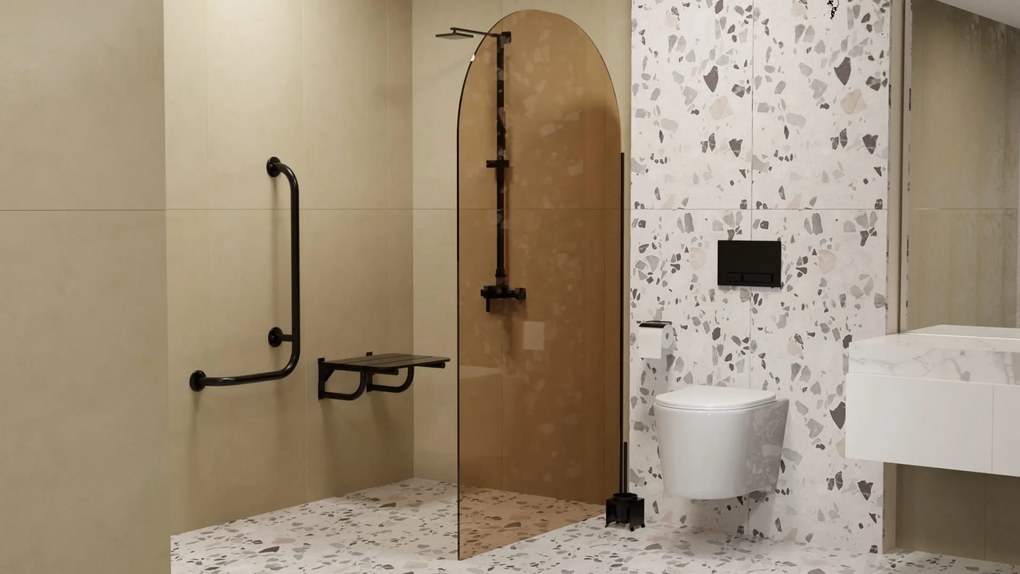 Uchwyt łazienkowy kątowy lewy czarny 60 x 30 cm