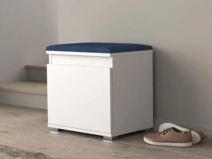 Minimalistyczna szafka na buty biały + granat - Venix 5X
