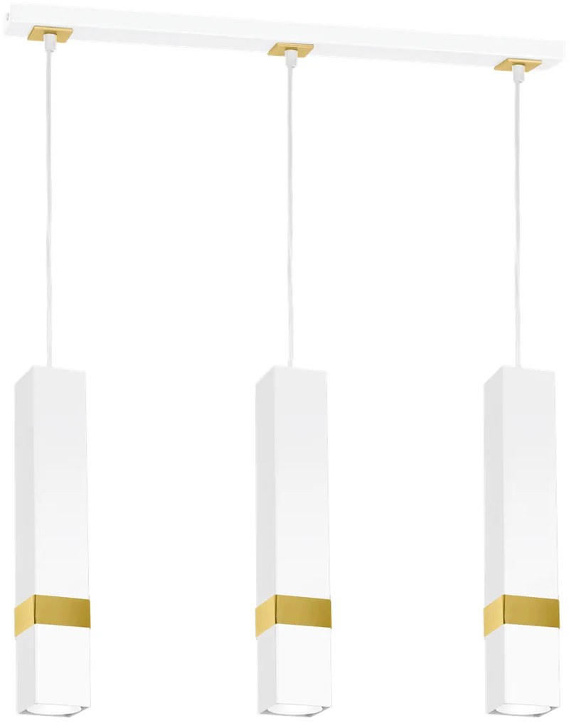 Lampa wisząca, biała, złota, potrójna, VIDAR WHITE/GOLD 3xGU10