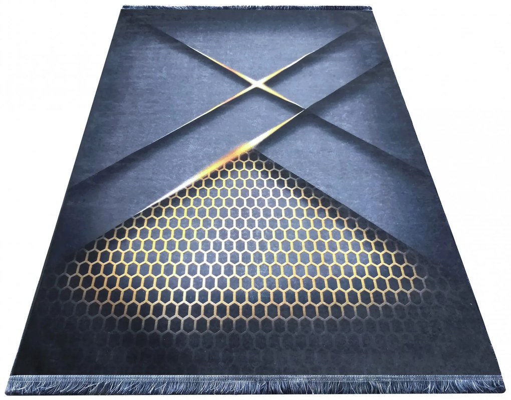 Czarny antypoślizgowy dywan w stylu glamour G2-S48